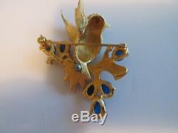 Vintage JOMAZ brooch pin BEAUTIFUL BIRD WITH BLUE DETAILS, SIGNED, YOU'LL LOVE IT