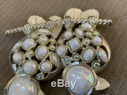 Vintage Jay Strongwater 2 Birds Branch Pin 3 Brooch White Opalescent Pearlized