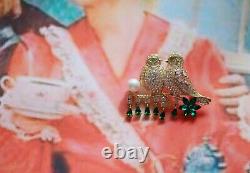 Vintage Jewellery Brooch Two Lovery Birds Antique Art Dress Jewelry