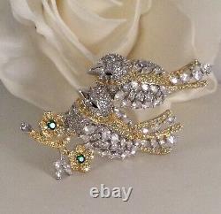 Vintage Jewellery Crystal Bird Brooch Antique Deco Dress Jewelry Birds Pin