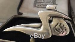 Vintage Jewellery lovely signed sterling silver Modernist Dove Birds brooch