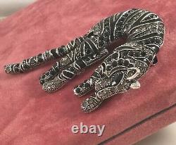 Vintage Jewelry Marcasite Tiger Panther Leopard Brooch Pendant Antique Jewelry