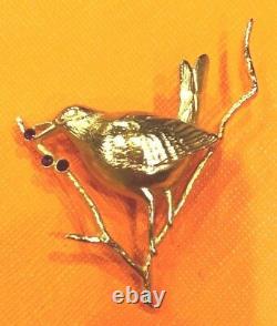 Vintage Joan Rivers Bird And Holly Branch Pin Brooch Rare