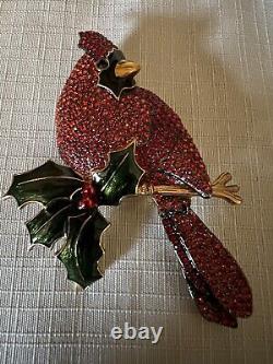 Vintage Joan Rivers Cardinal Pin Brooch Red Pavé Crystals & Enamel Classics