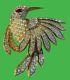 Vintage Jomaz Mazer Bird Brooch Pin W Pearl & Rhinestone