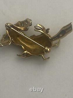 Vintage KARBRA 14k Gold Bird in Sombrero Brooch Pin