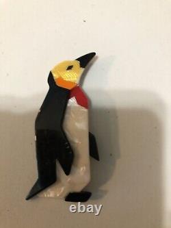 Vintage LEA STEIN LAMINATED celluloid Penguin Bird Pin