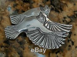 Vintage Laurel Burch Flying Birds Pin / Brooch Silver Tone
