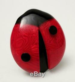 Vintage Lea Stein Paris Lady Bird Bug Brooch French Lucite Celluloid France