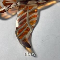 Vintage Lucite Carved Bird In Flight Soaring Flying Pin Brooch