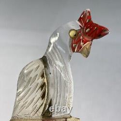 Vintage Lucite Carved Cockatoo Bird Perched Pin Brooch