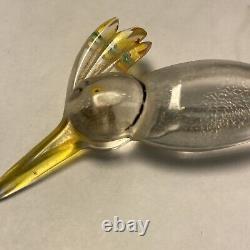 Vintage Lucite Carved Hummingbird Feeding Bird Pin Brooch