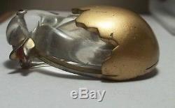 Vintage Lucite Jelly Belly Brooch Pin Baby Bird in Egg RARE Figural 1940s
