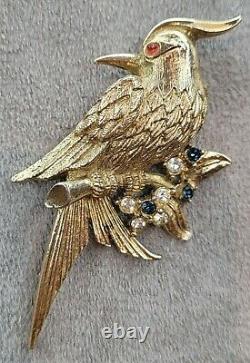 Vintage MARCEL BOUCHER bird brooch BROCHE oiseau doré, gilded, signed, numbered