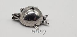 Vintage MCM Bird Brooch 925 sterling silver modernist Domed Atomic Brutalist