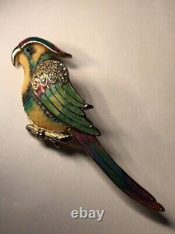 Vintage Macaw Parrot Multi-colored Bird Brooch Pin-4