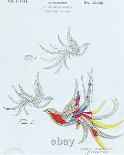 Vintage Marcel Boucher Enamel Bird of Paradise Brooch SIGNED