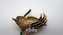 Vintage Marcel Boucher and Panetta Inspired SPHINX Enamel Gold Bird Pin Brooch
