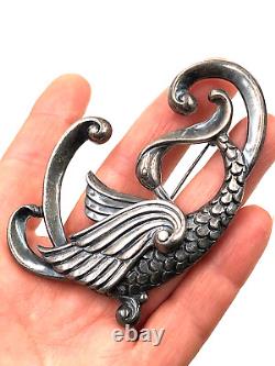 Vintage Margot De Taxco Signed Bird Swan Figural Mexican Sterling Silver Brooch