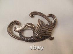 Vintage Margot De Taxco sterling silver large bird of paradise brooch numbered