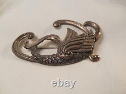 Vintage Margot De Taxco sterling silver large bird of paradise brooch numbered
