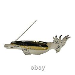 Vintage Mexican 925 Sterling Silver Bird Parrot Cockatoo Animal Brooch Pin -5539