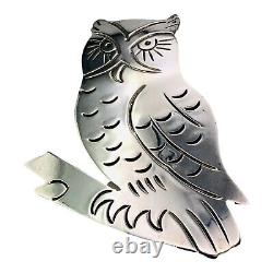 Vintage Mexico 925 Sterling Silver Owl Bird Brooch Pin -5548