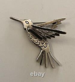 Vintage Mexico Sterling Silver 925 JRT Humming Bird Brooch 18 Grams 2.5'' Long