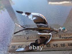 Vintage Mexico Sterling Silver 925 Turquoise Heart Love Bird Dove Brooch PIN