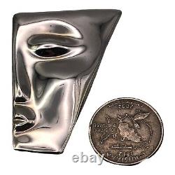 Vintage Mexico TAXCO 925 Sterling Silver Face Abstract Modernist Brooch Pin