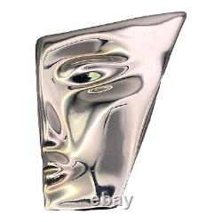 Vintage Mexico TAXCO 925 Sterling Silver Face Abstract Modernist Brooch Pin