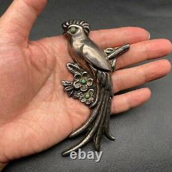 Vintage Mexico Turquoise Large Bird Pin Brooch