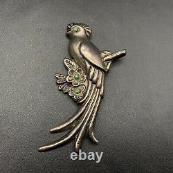 Vintage Mexico Turquoise Large Bird Pin Brooch