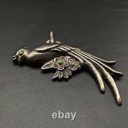 Vintage Mexico Turquoise Large Bird Pin Brooch