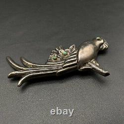 Vintage Mexico Turquoise Large Bird Pin Brooch