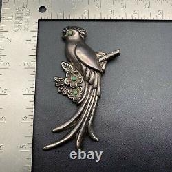 Vintage Mexico Turquoise Large Bird Pin Brooch