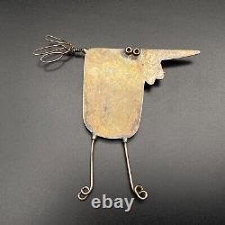 Vintage Modernist Gabrielle Gould Whimsical Bird Silver Pin Brooch