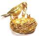 Vintage Mother Bird With Baby Nest Animal 14k Gold Fjg Brooch Pin. Diamond, Ruby