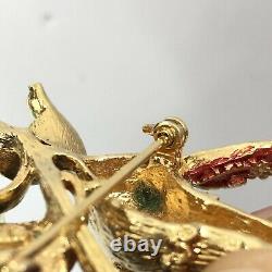 Vintage Mylu Partridge in Pear Tree Brooch Christmas Bird Pin Swarovski Crystal
