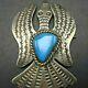 Vintage Navajo Hand-stamped Sterling Silver Turquoise Peyote Bird Pin/brooch
