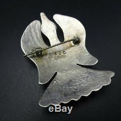 Vintage NAVAJO Hand-Stamped Sterling Silver TURQUOISE Peyote Bird PIN/BROOCH
