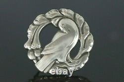 Vintage NO. 123 Georg Jensen 925 Sterling Silver Dove Bird Round Pin Brooch