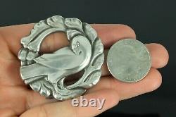 Vintage NO. 123 Georg Jensen 925 Sterling Silver Dove Bird Round Pin Brooch