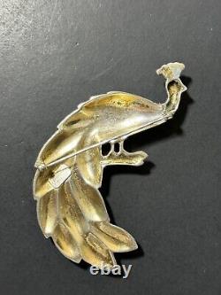 Vintage Nicholas Barbieri Sterling Rhinestones Peacock Brooch