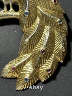 Vintage Nicholas Barbieri Sterling Rhinestones Peacock Brooch