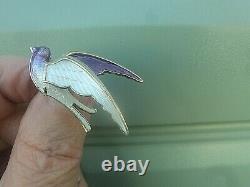 Vintage Norwegian Sterling Silver & Enamel Swallow Bird Brooch Hans Myre Norway