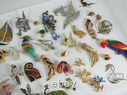 Vintage Now Brooches Pins Brooch Lot Enamel Rhinestone Animals Birds Estate #1