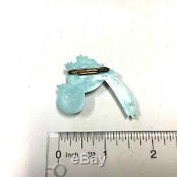 Vintage Old PLASTIC Google Eyed Blue BIRD Happiness Figural Brooch Pin HH308f
