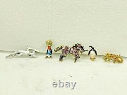 Vintage Old Rare 5 Different Miniature Animals & Birds Badges / Broach Pin