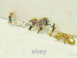 Vintage Old Rare 5 Different Miniature Animals & Birds Badges / Broach Pin
